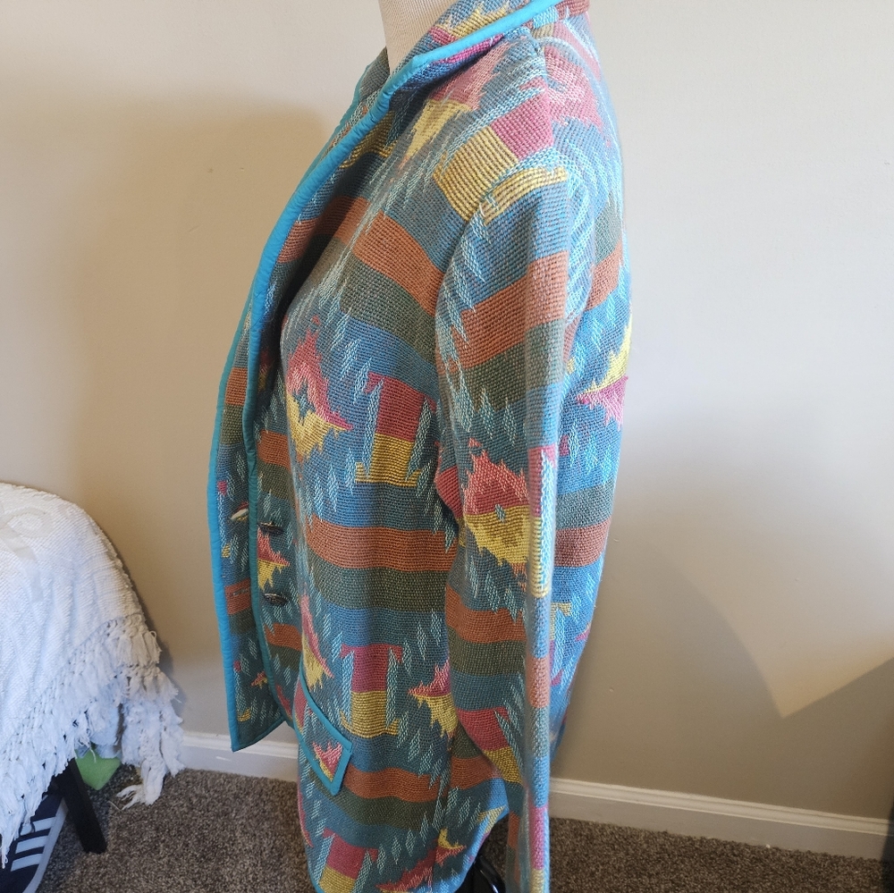 Vintage Bedford Fair Womens Sourhwestern Tapesty Blazer Size XL - Picture 12 of 13